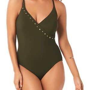 NWOT Amoressa green studded one piece swimsuit